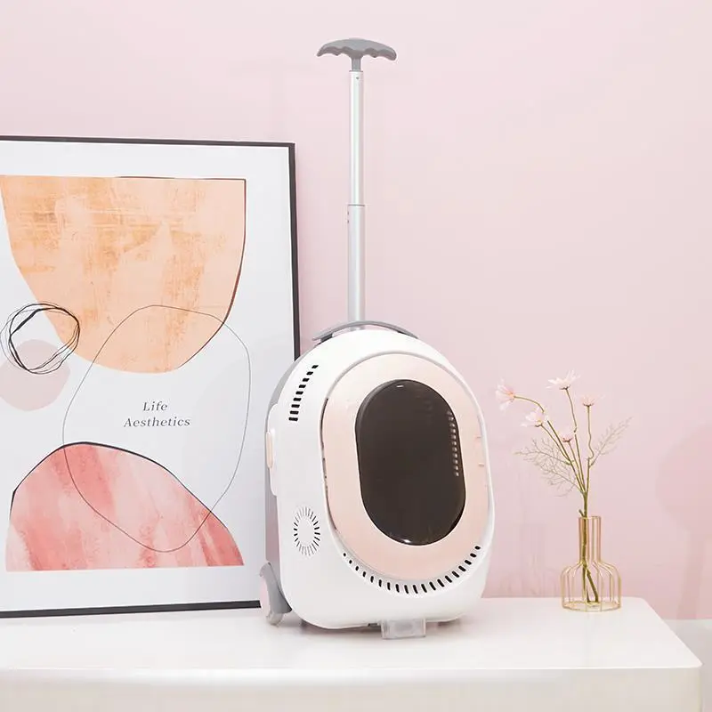 Cat Carrier Backpack with Wheels Puppy Pet Rolling Backpack Carrier