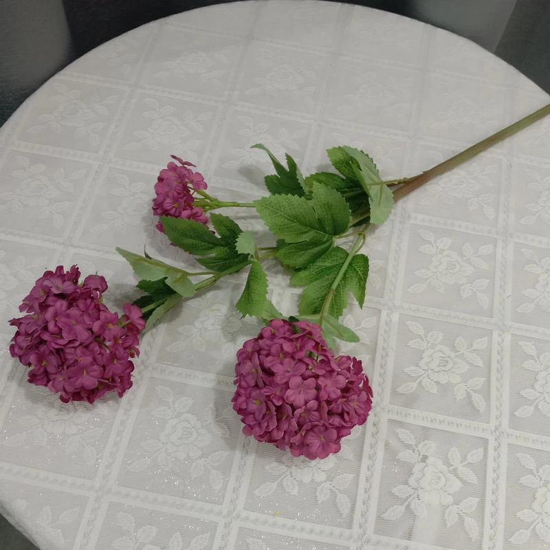 Artificial 3heads hydrangea branch for home wedding decoration