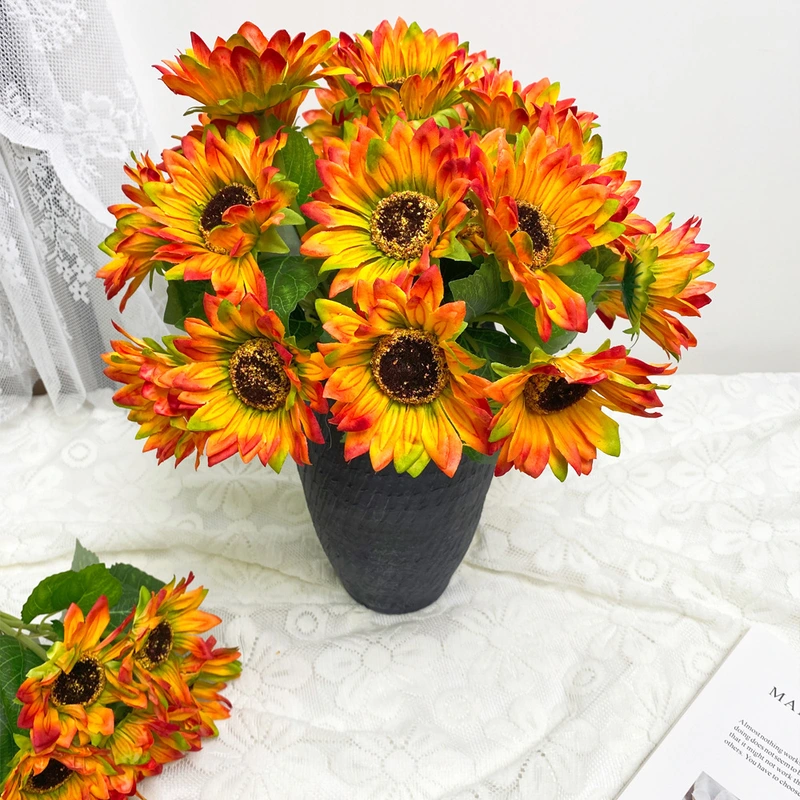 Artificial Sunflower Bouquet Fabric Flower for Home Wedding Decoration