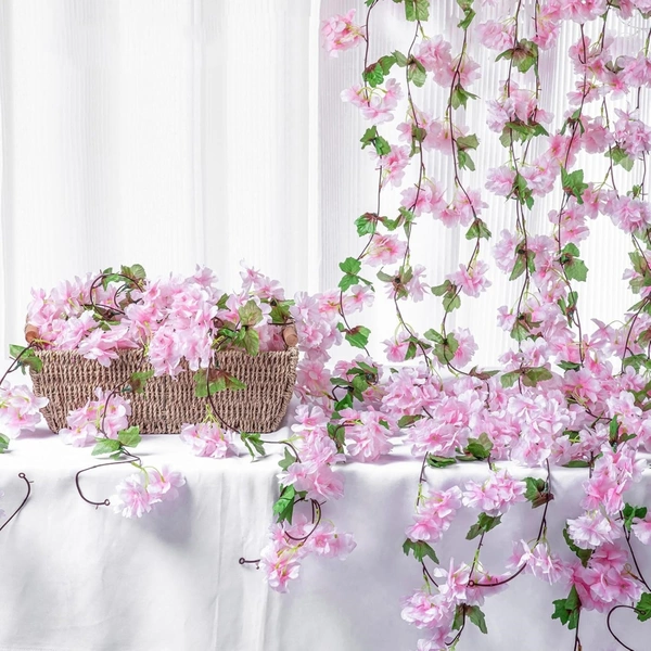Artificial cherry blossom flower vine with leaves 18YHT