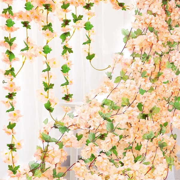 Artificial cherry blossom flower vine with leaves 18YHT