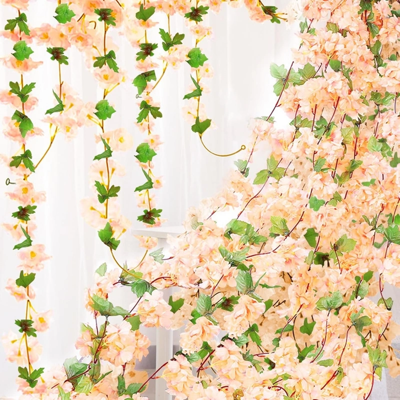 Artificial cherry blossom flower vine with leaves 18YHT