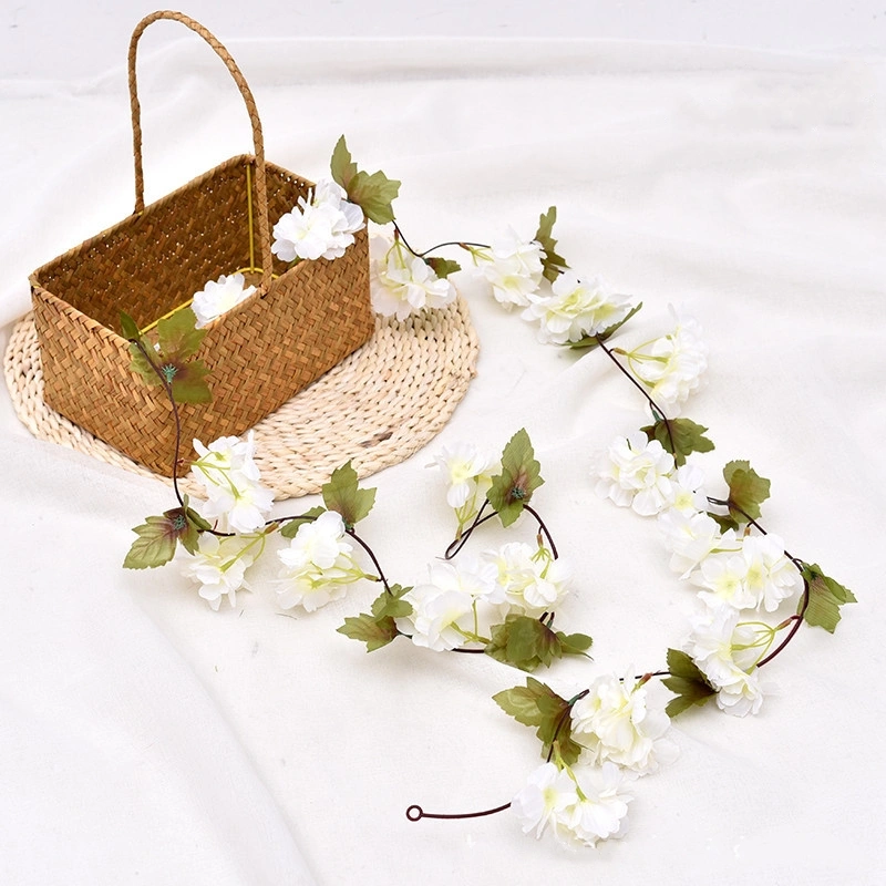 Artificial cherry blossom flower vine with leaves 18YHT