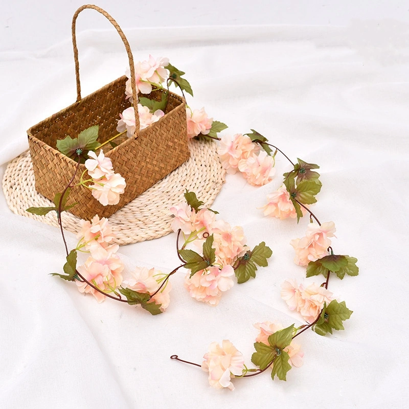 Artificial cherry blossom flower vine with leaves 18YHT