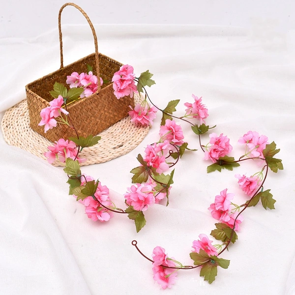 Artificial cherry blossom flower vine with leaves 18YHT