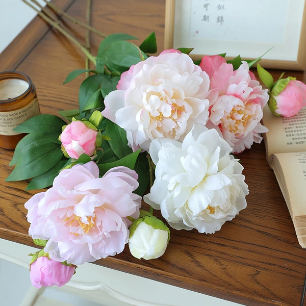 Artificial peony flower fabric pink flower for home hotel wedding decoration