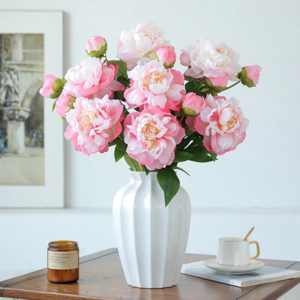 Artificial peony flower fabric pink flower for home hotel wedding decoration