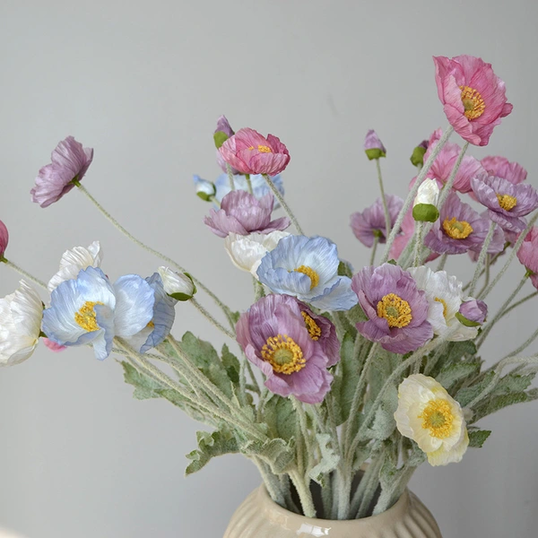 artificial poppy flower for home wedding decoration