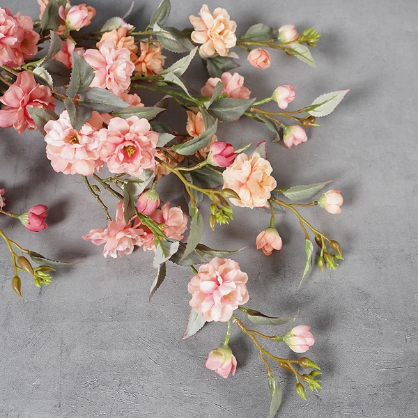 High Quality Artificial Silk Flowers Fake Camellia Long Branch Wedding Arch Party Backdrop Home Wall Outdoor Garden Decor