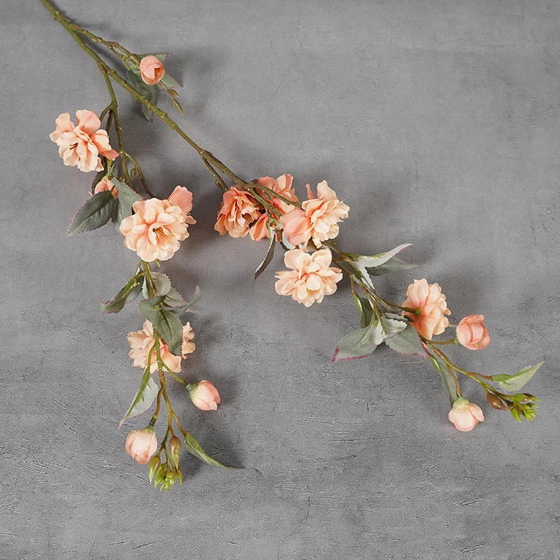 High Quality Artificial Silk Flowers Fake Camellia Long Branch Wedding Arch Party Backdrop Home Wall Outdoor Garden Decor