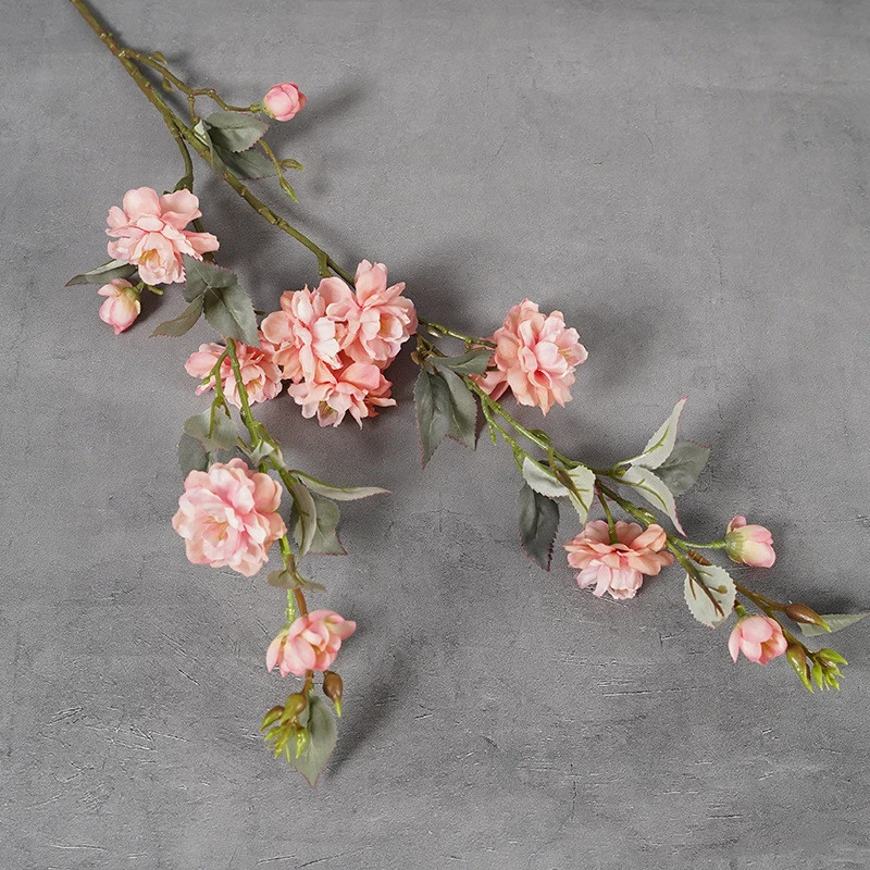 High Quality Artificial Silk Flowers Fake Camellia Long Branch Wedding Arch Party Backdrop Home Wall Outdoor Garden Decor