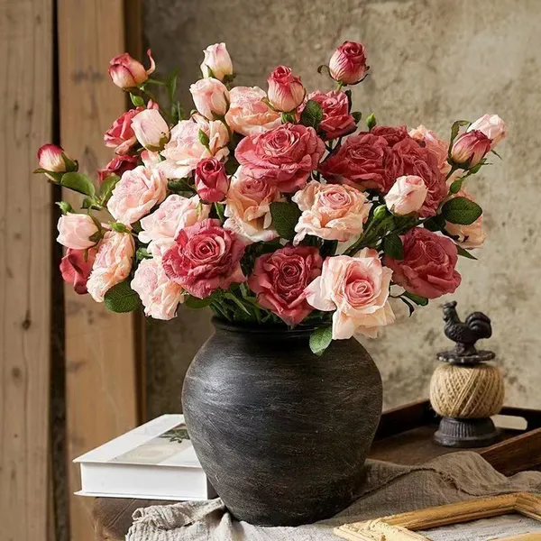 High simulated dried rose flower