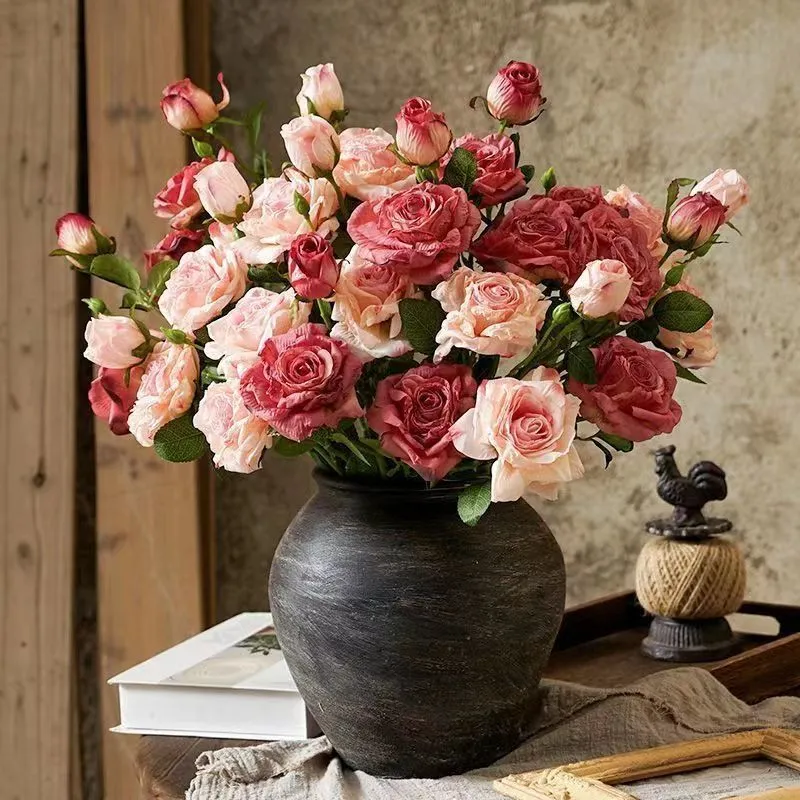 High simulated dried rose flower