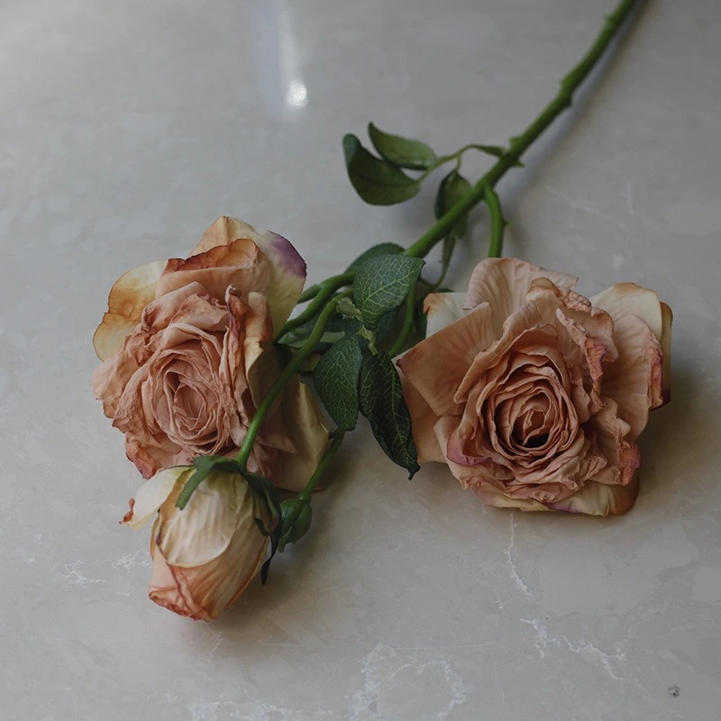 High simulated dried rose flower