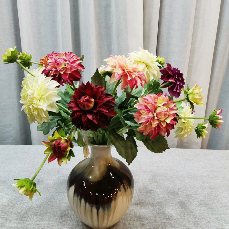 High quality 2 heads artificial hand feel moisturizing dahlia flower for event wedding party home dacoration