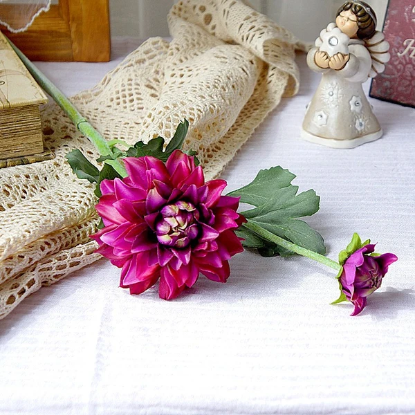 High quality 2 heads artificial hand feel moisturizing dahlia flower for event wedding party home dacoration