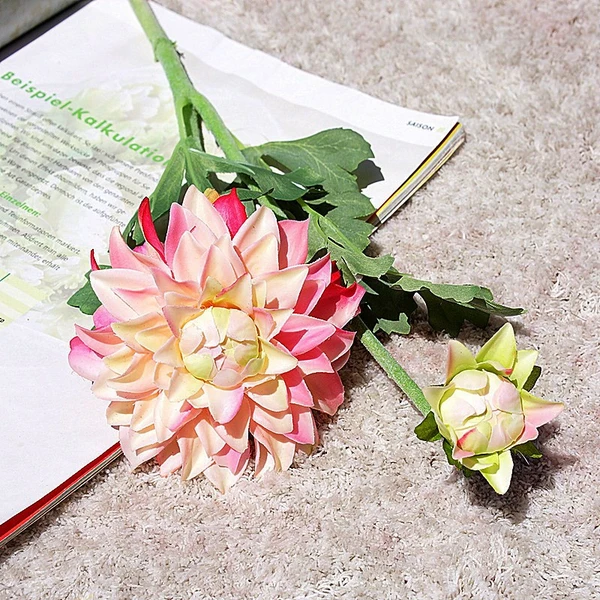 High quality 2 heads artificial hand feel moisturizing dahlia flower for event wedding party home dacoration