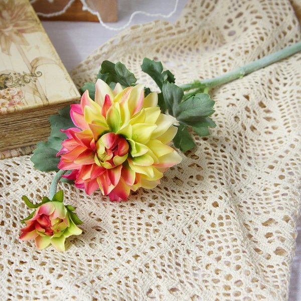 High quality 2 heads artificial hand feel moisturizing dahlia flower for event wedding party home dacoration