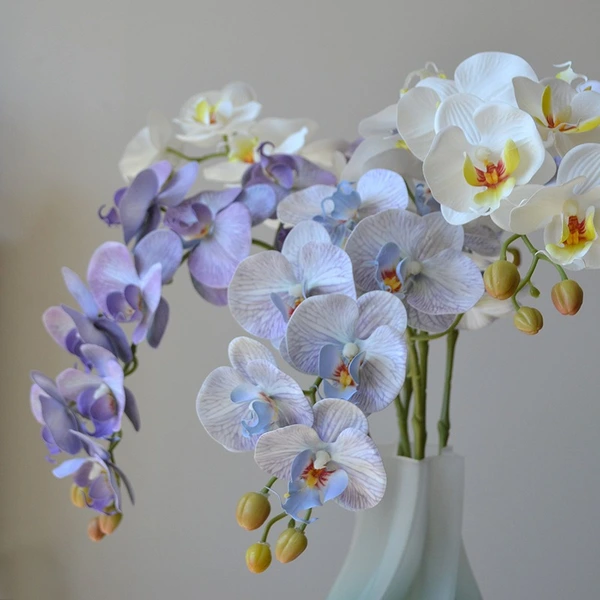 High quality 9heads butterfly orchid phalaenopsis latex artificial flowers dining table decoration wedding party home decor floral