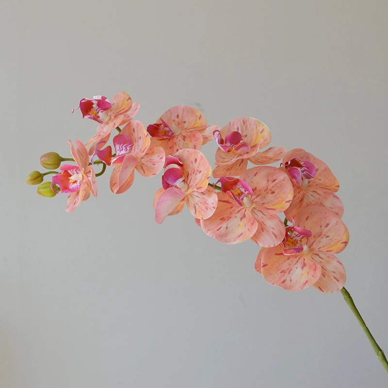 High quality 9heads butterfly orchid phalaenopsis latex artificial flowers dining table decoration wedding party home decor floral