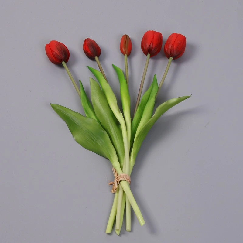 High quality soft PVC 5 heads artificial tulip flowers for home party decoration