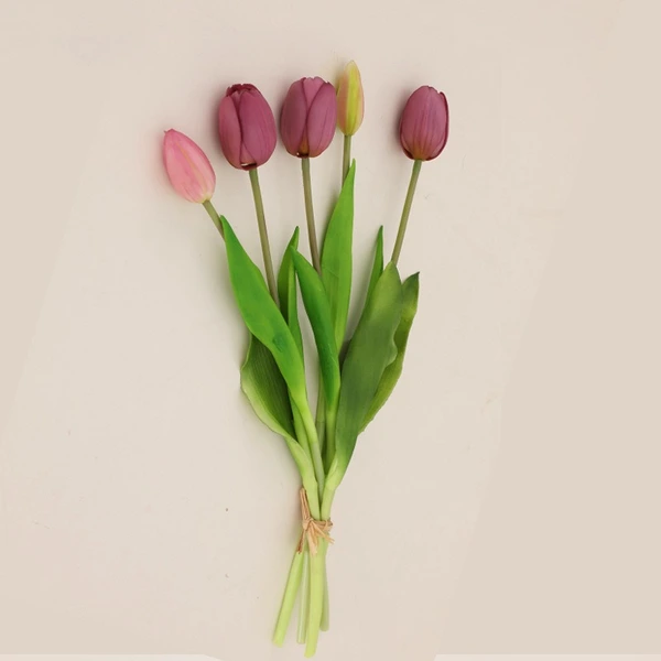 High quality soft PVC 5 heads artificial tulip flowers for home party decoration
