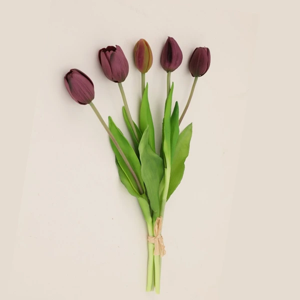 High quality soft PVC 5 heads artificial tulip flowers for home party decoration