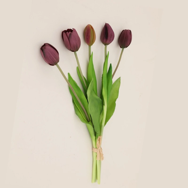 High quality soft PVC 5 heads artificial tulip flowers for home party decoration