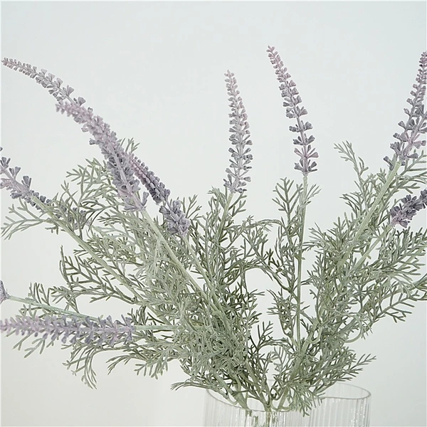 High quality gradient flocking lavender bundle fake plants wedding bridle bouquet indoor outdoor home kitchen office decor