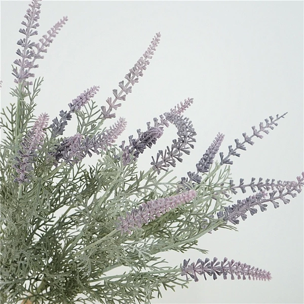 High quality gradient flocking lavender bundle fake plants wedding bridle bouquet indoor outdoor home kitchen office decor