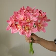 Hot design 6 heads lifelike artificial arrangement cymbidium orchid flower bouquet for bride holding flower home decoration