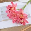 Hot design 6 heads lifelike artificial arrangement cymbidium orchid flower bouquet for bride holding flower home decoration