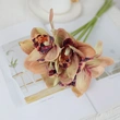 Hot design 6 heads lifelike artificial arrangement cymbidium orchid flower bouquet for bride holding flower home decoration