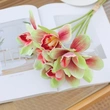Hot design 6 heads lifelike artificial arrangement cymbidium orchid flower bouquet for bride holding flower home decoration
