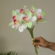 Hot design 6 heads lifelike artificial arrangement cymbidium orchid flower bouquet for bride holding flower home decoration