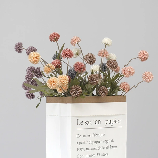 Retro 5 heads artificial dandelion and chrysanthemum ball bouquets for home wedding decoration