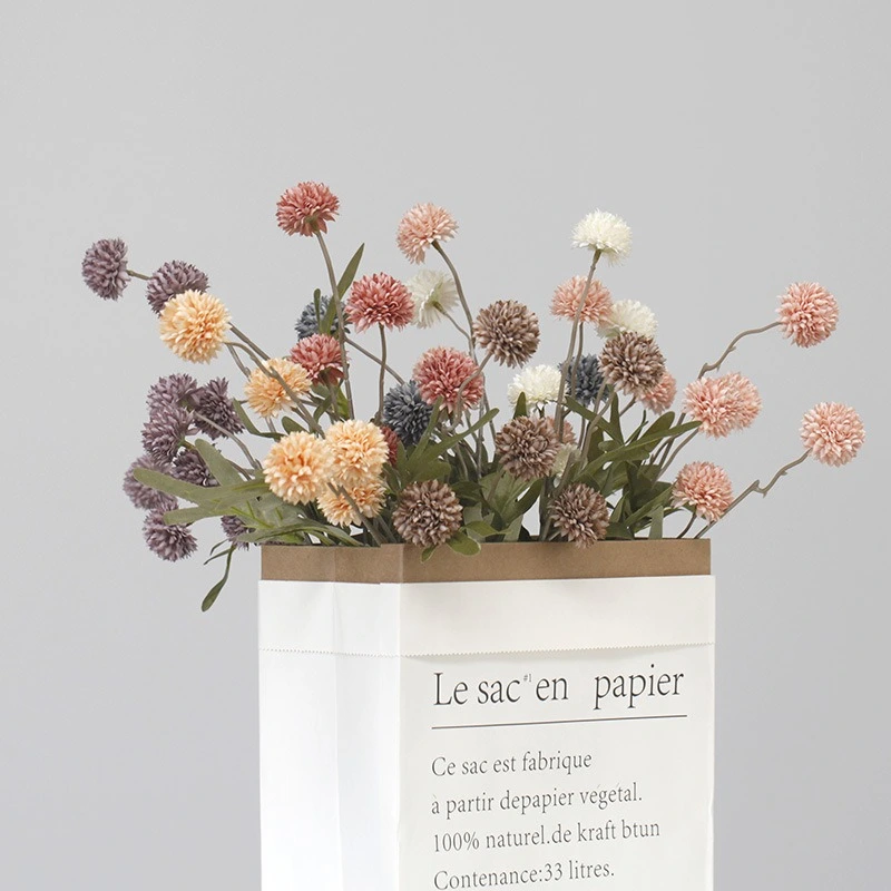 Retro 5 heads artificial dandelion and chrysanthemum ball bouquets for home wedding decoration