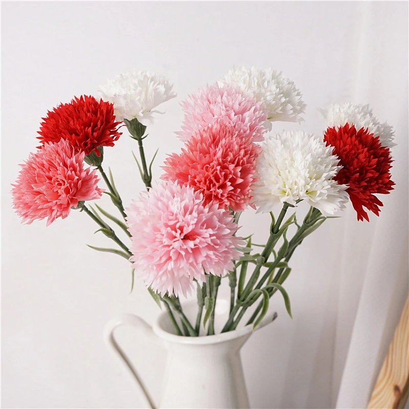 Moisturizing latex carnation artificial real touch silk flower Mother’s Day bouquet gift wedding home party decor