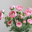 High quality 5 heads flocked artificial ranunculus flower branches for home wedding party event decoration