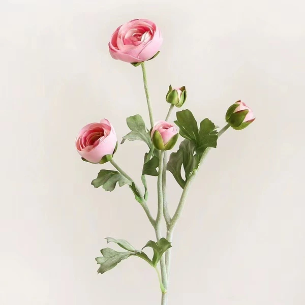 High quality 5 heads flocked artificial ranunculus flower branches for home wedding party event decoration