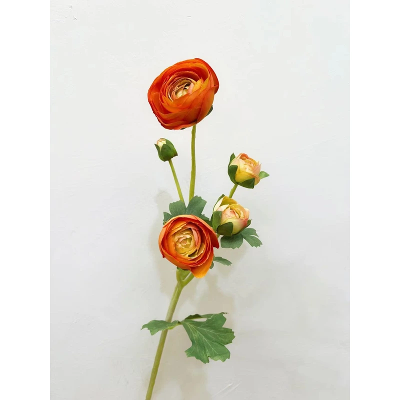 High quality 5 heads flocked artificial ranunculus flower branches for home wedding party event decoration