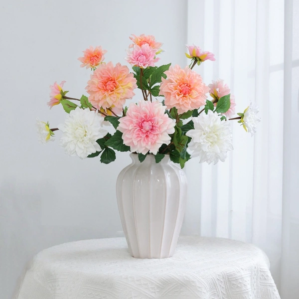 High quality hand feel artificial dahlia flower with two flower heads for party home wedding event decoration