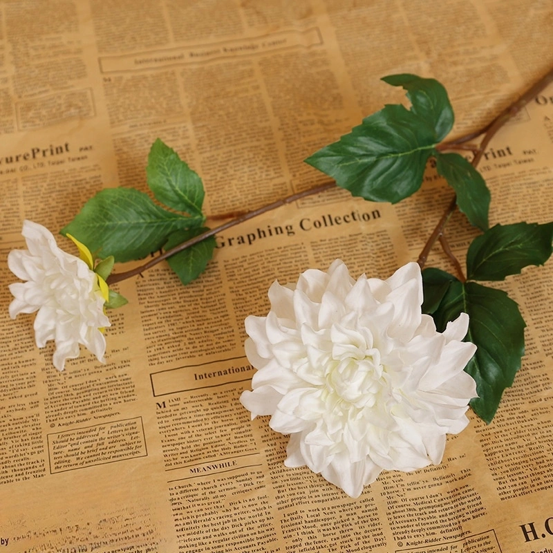 High quality hand feel artificial dahlia flower with two flower heads for party home wedding event decoration