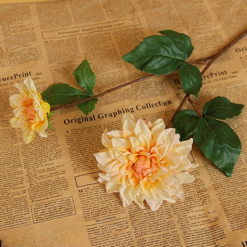 High quality hand feel artificial dahlia flower with two flower heads for party home wedding event decoration