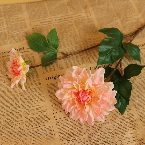 High quality hand feel artificial dahlia flower with two flower heads for party home wedding event decoration