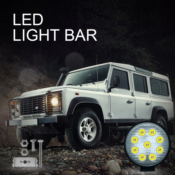 Round shape Led Work Light Bar 27W Driving Pods Spot Beam Work Lamp for Off-Road Suv Boat 4X4 Jeep JK 4Wd Truck 12V-24V