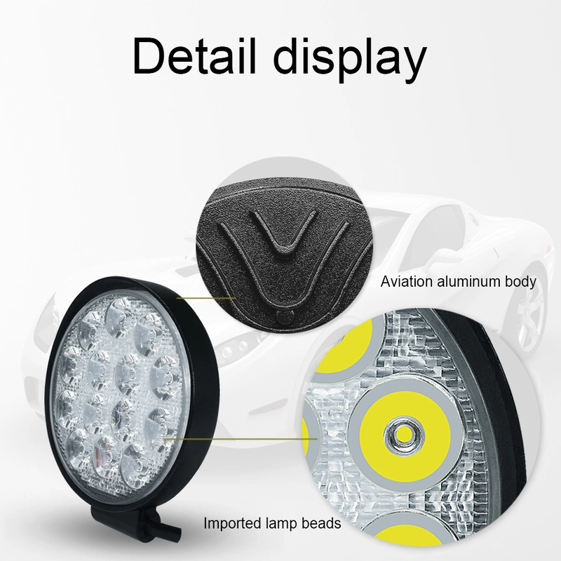 Motorcycle spotlight 42W 6000K 4200LM Circular Waterproof LED Work Light for Off-Road Suv / Boat / 4X4 Jeep / Truck