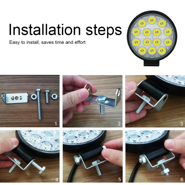 Motorcycle spotlight 42W 6000K 4200LM Circular Waterproof LED Work Light for Off-Road Suv / Boat / 4X4 Jeep / Truck