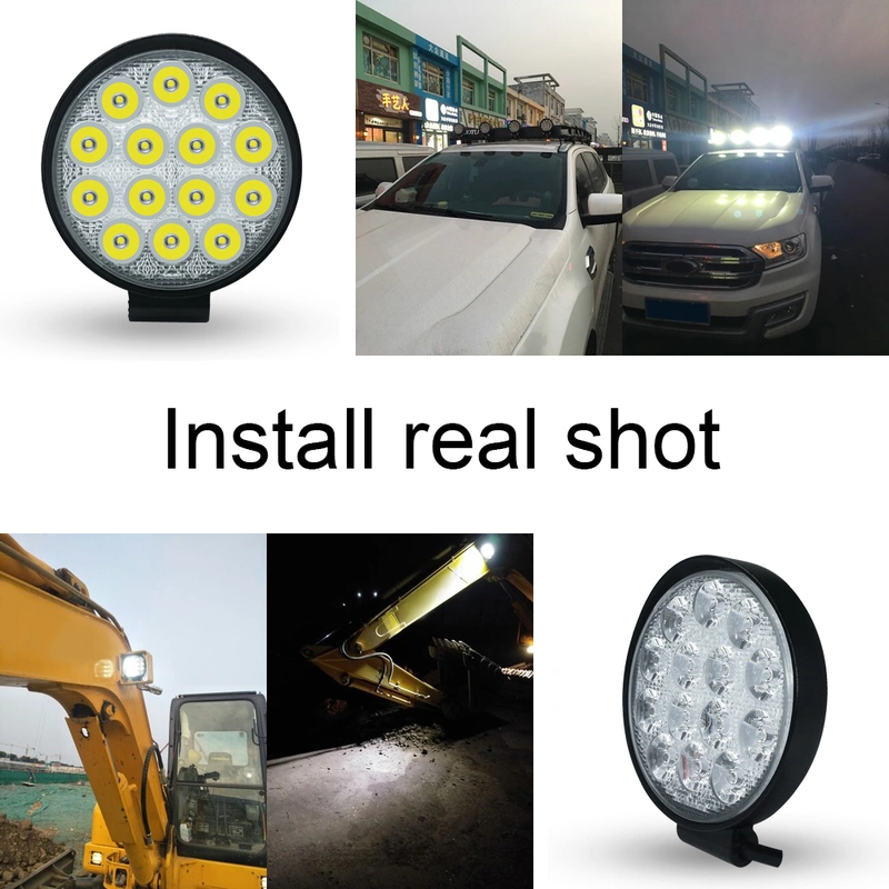Motorcycle spotlight 42W 6000K 4200LM Circular Waterproof LED Work Light for Off-Road Suv / Boat / 4X4 Jeep / Truck