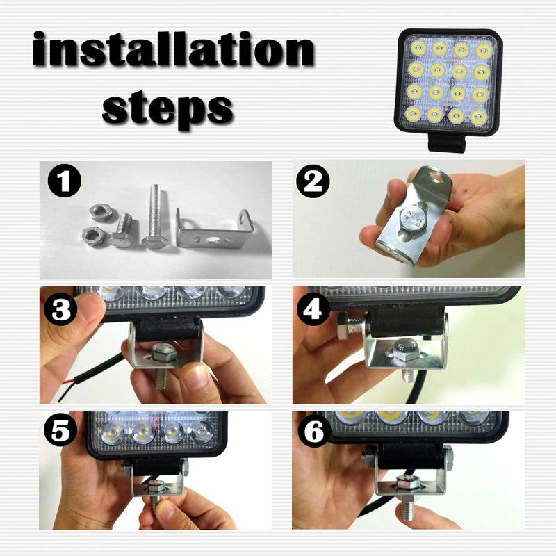 Square Work LED Light Bar 48W 16LED Car Light Bright Beam 12v 24v Led For Jeep ATV UAZ SUV 4WD 4x4 Truck Tractor Off-road Sp